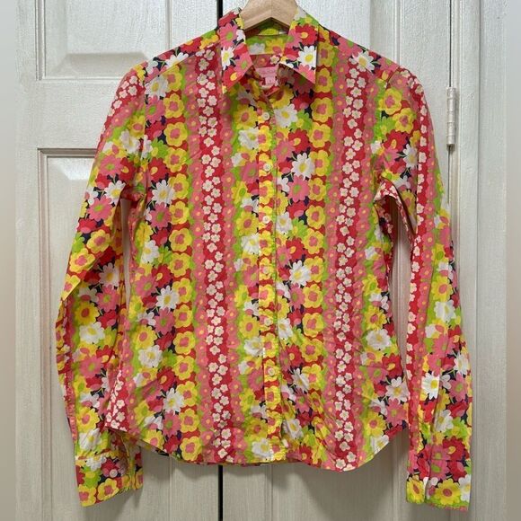 Lilly Pulitzer Y2K 6 Fitted Lightweight Long Sleeve ButtonUp Multicolor Shirt - Picture 1 of 12